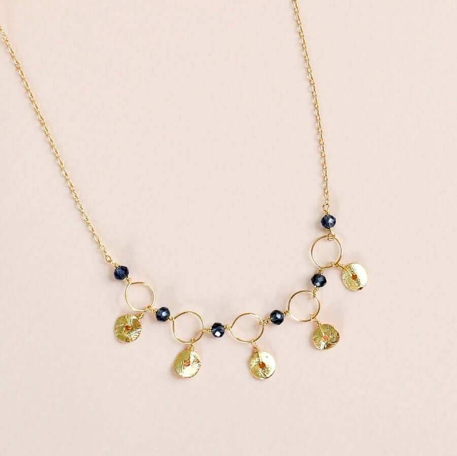 Black Spinel Mini Chain Loop Necklace