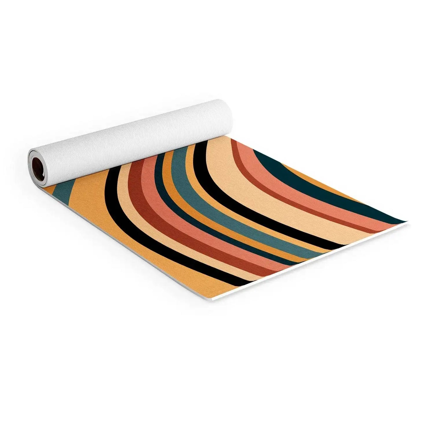 Wavy Retro Moody Stripes Yoga Mat