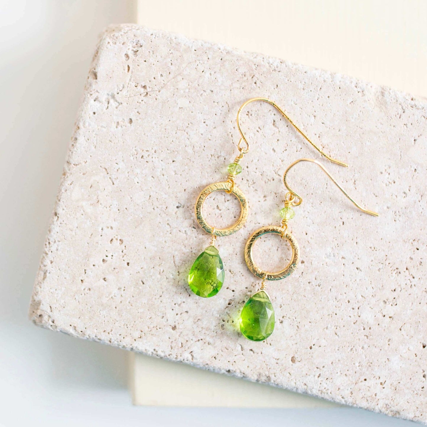 Pink Garnet Gold Drop Earrings
