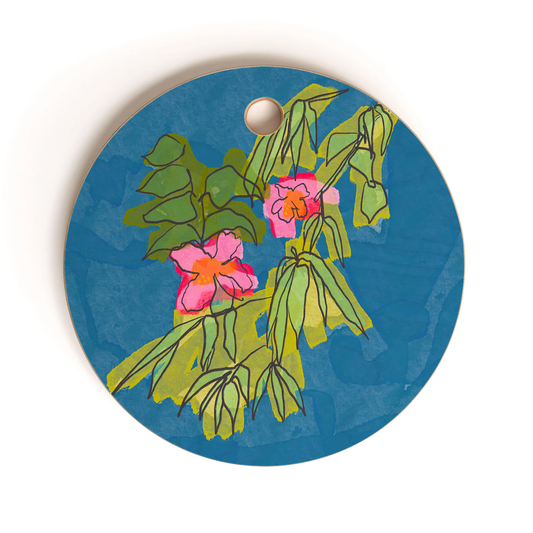 Flowers on Captiva Round Bamboo Cutting Board