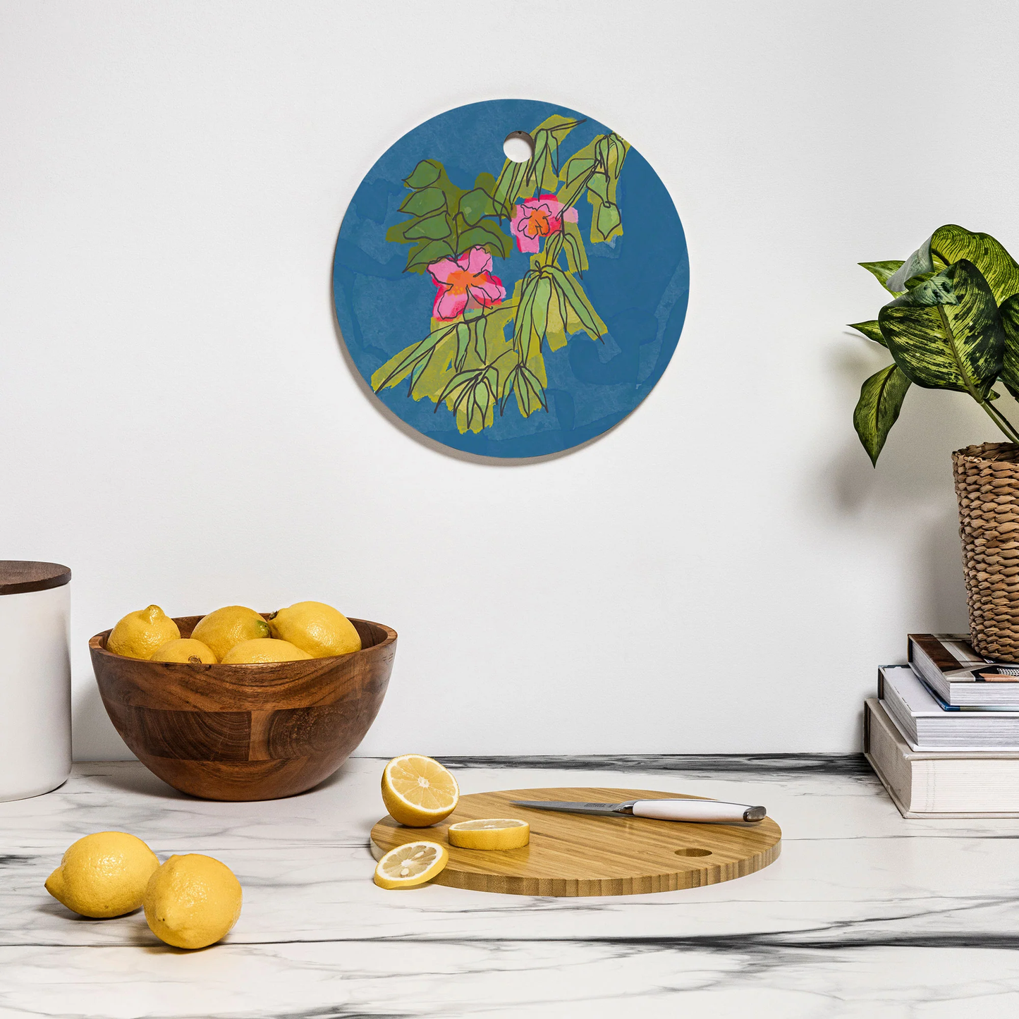 Flowers on Captiva Round Bamboo Cutting Board