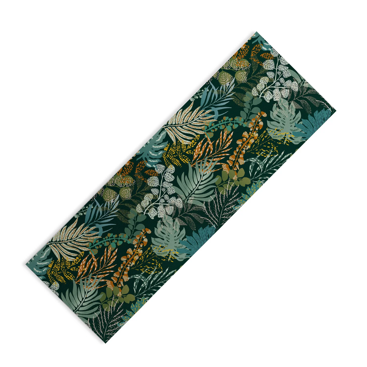 Tropical Night Emerald Leaves Yoga Mat