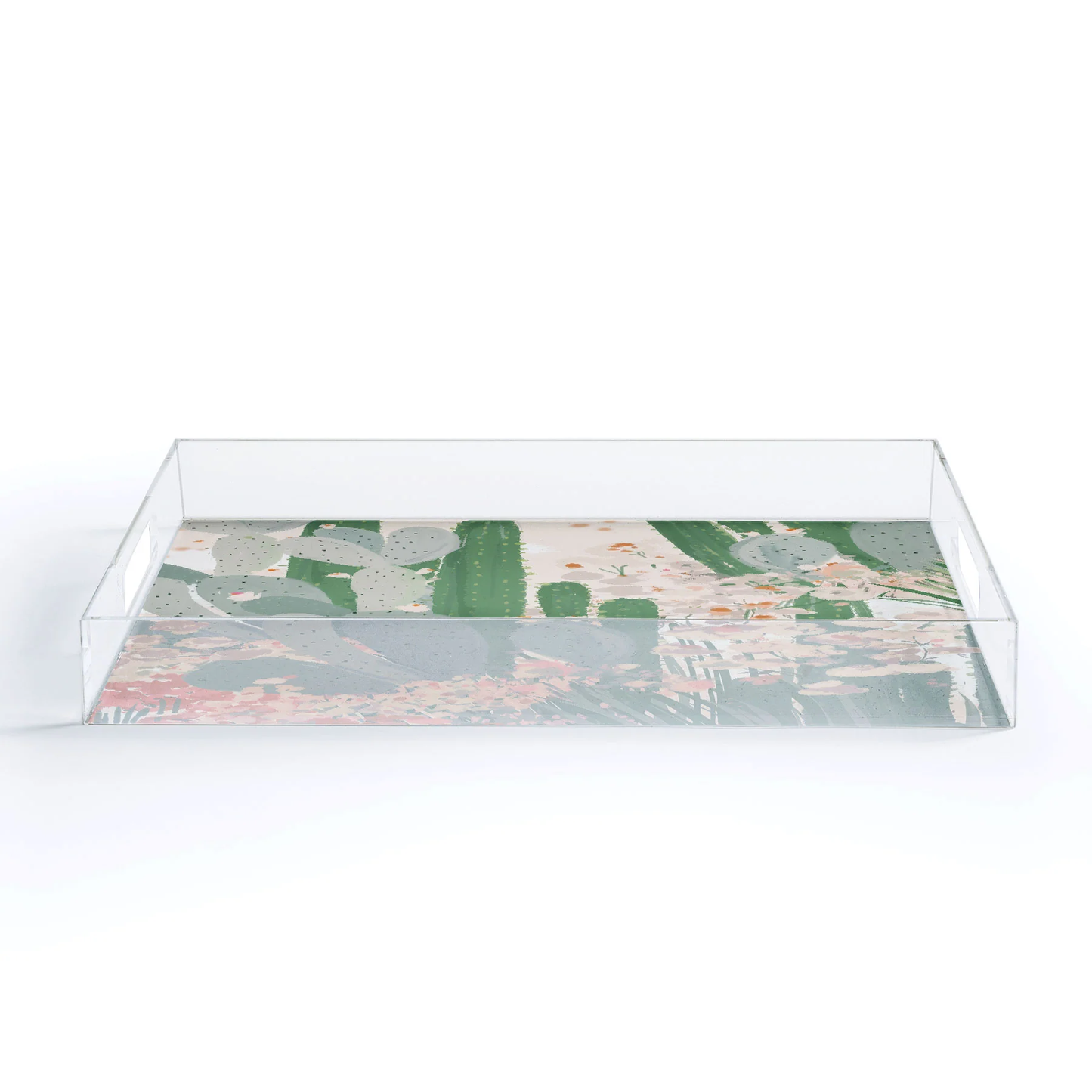 Cactus Garden Acrylic Tray - Medium w/Handles