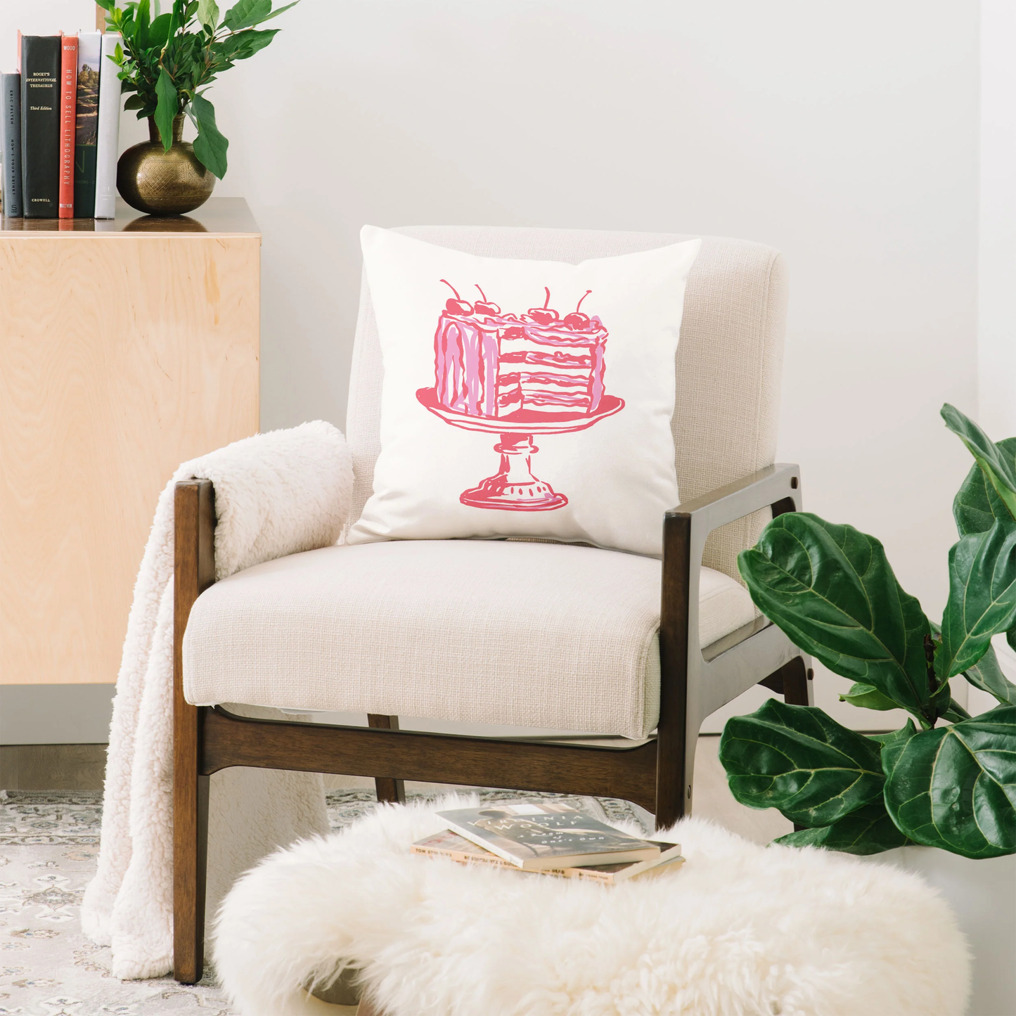 Pink Cake Throw Pillow