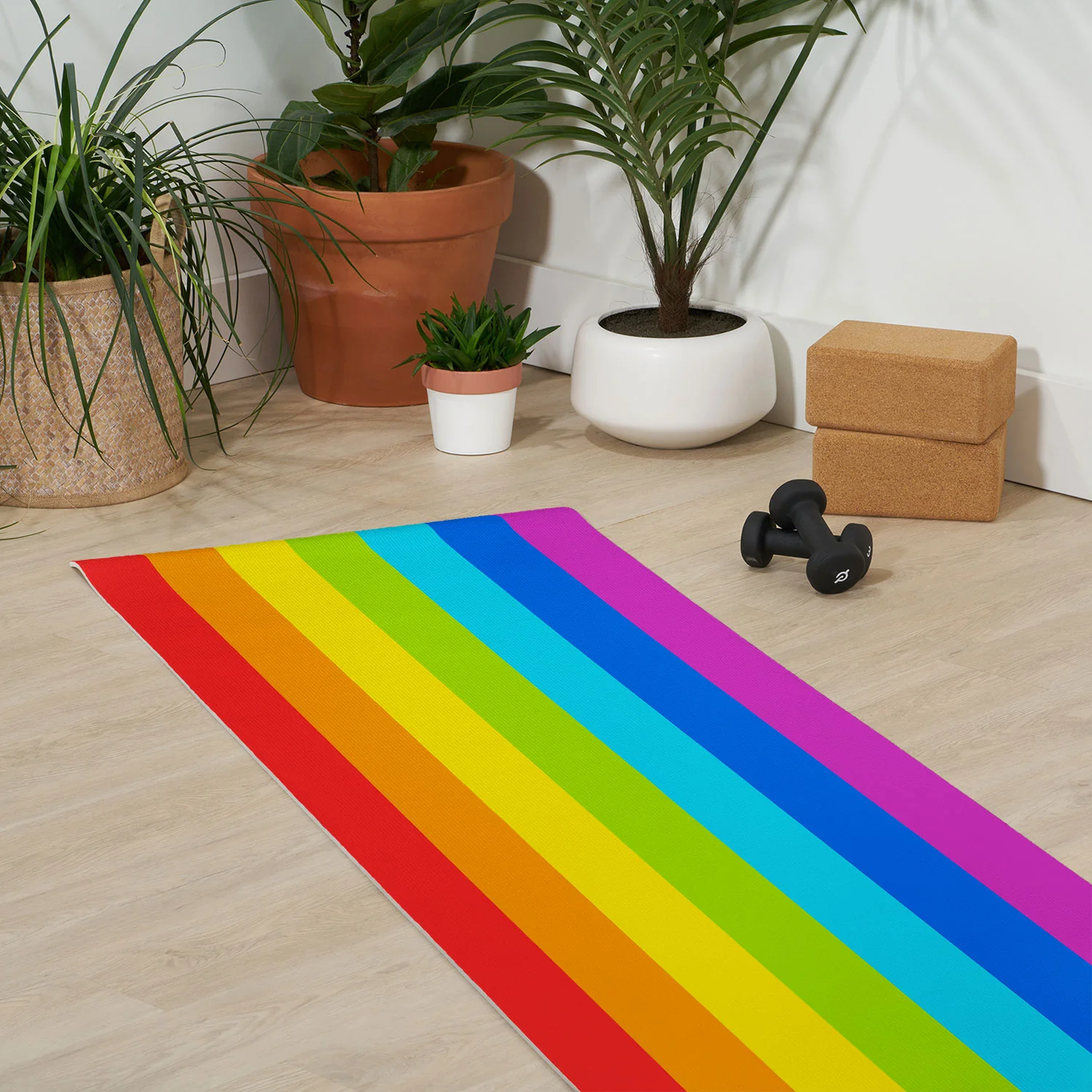 Bright Rainbow Stripes Yoga Mat