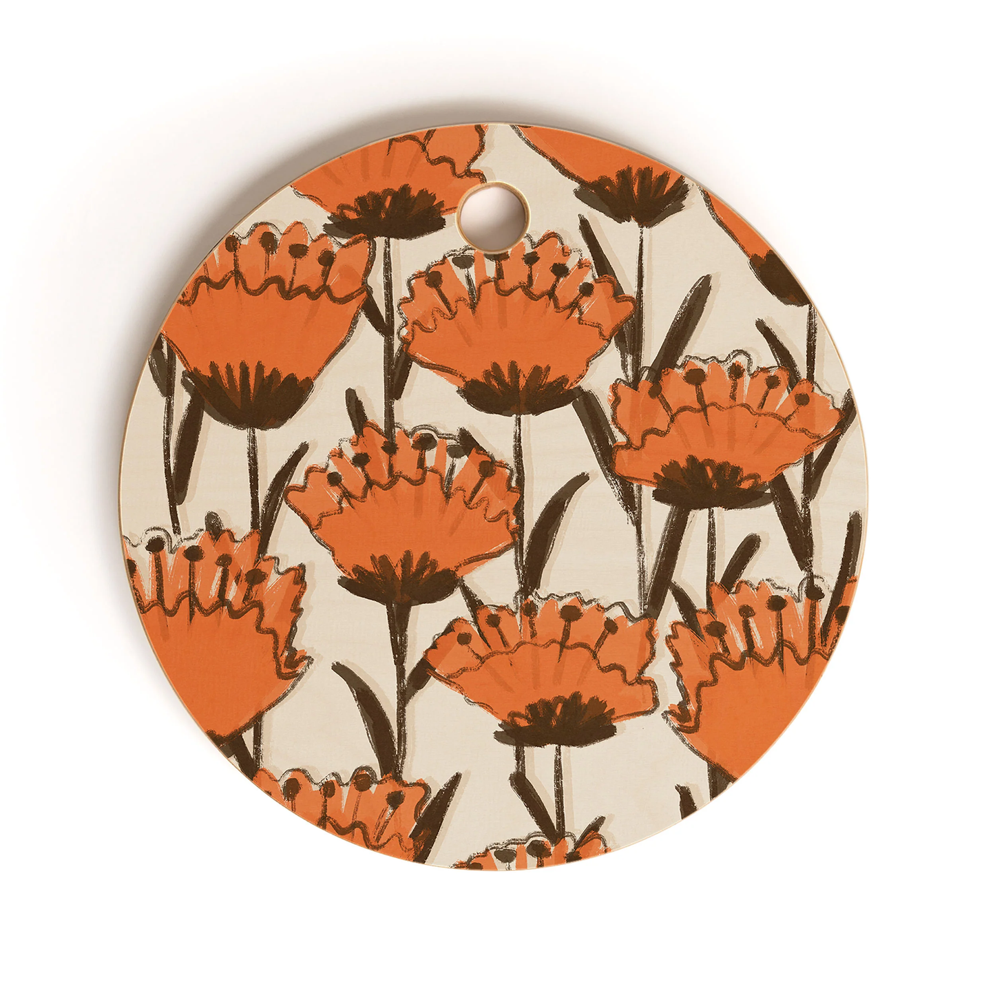 Poppies Round Bamboo Cutting Board