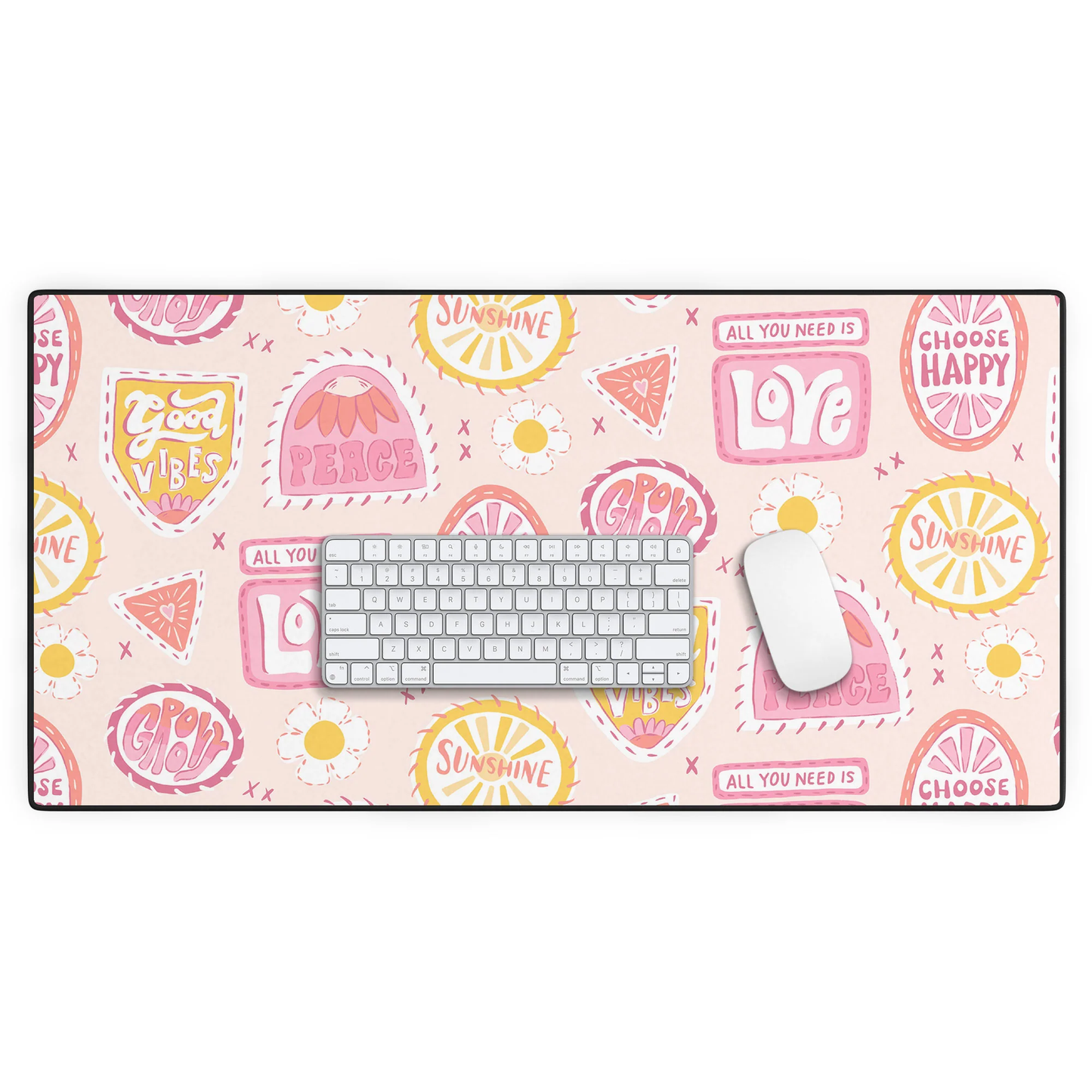Groovy 70s Quote Patches Desk Mat
