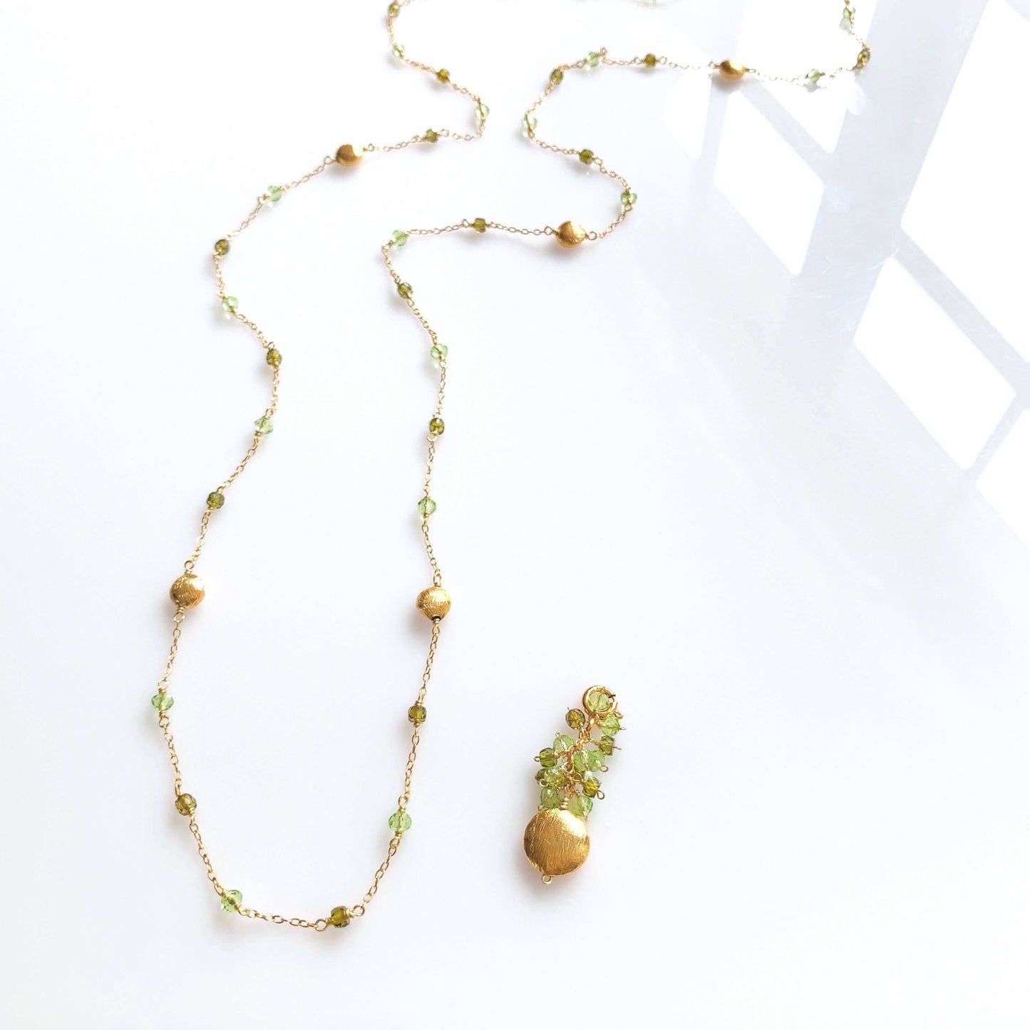 Long Peridot & Green Amethyst Beaded Chain