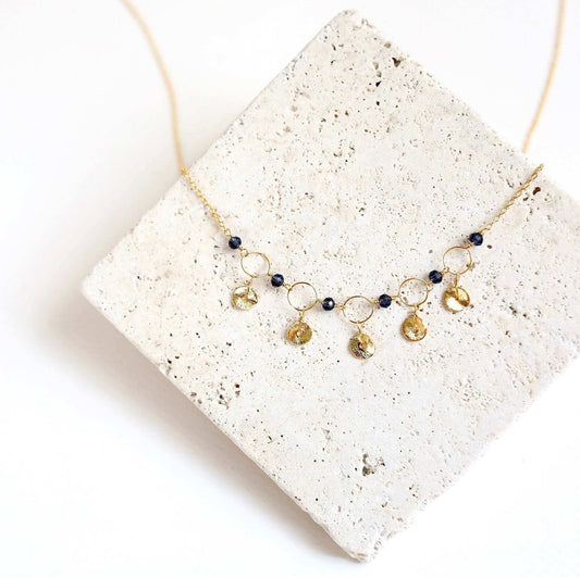 Black Spinel Mini Chain Loop Necklace