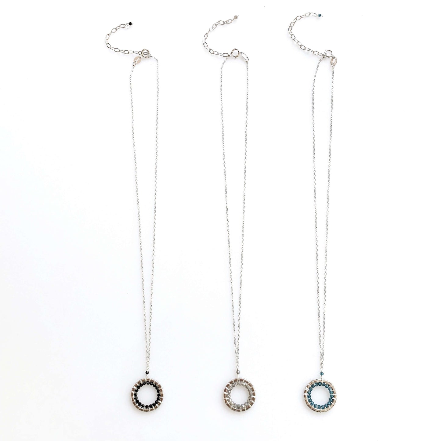 Black Spinel Halo Mini Sliver Pendant