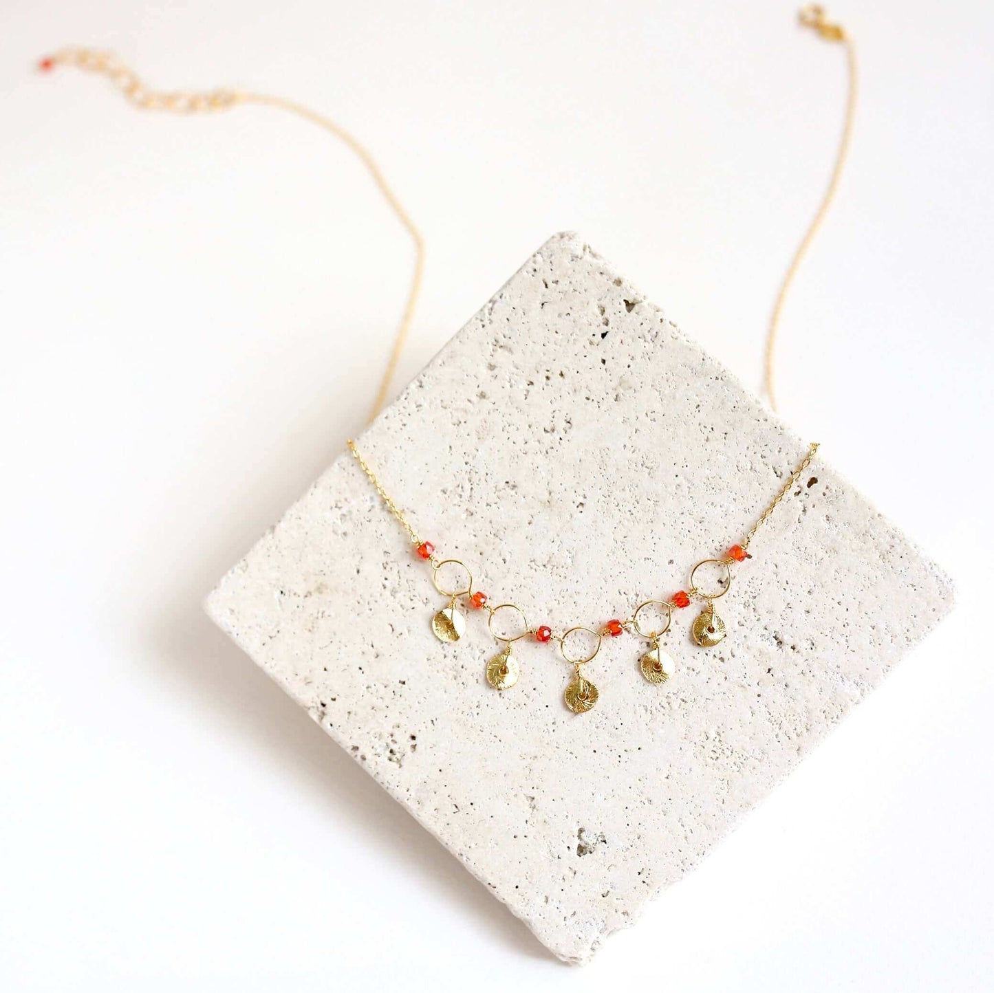 Orange Chalcedony Mini Chain Loop Necklace