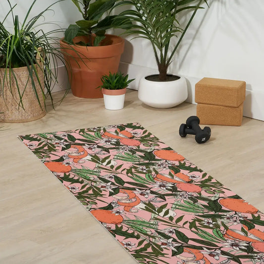 Olives in the Orange Flowers Yoga Mat