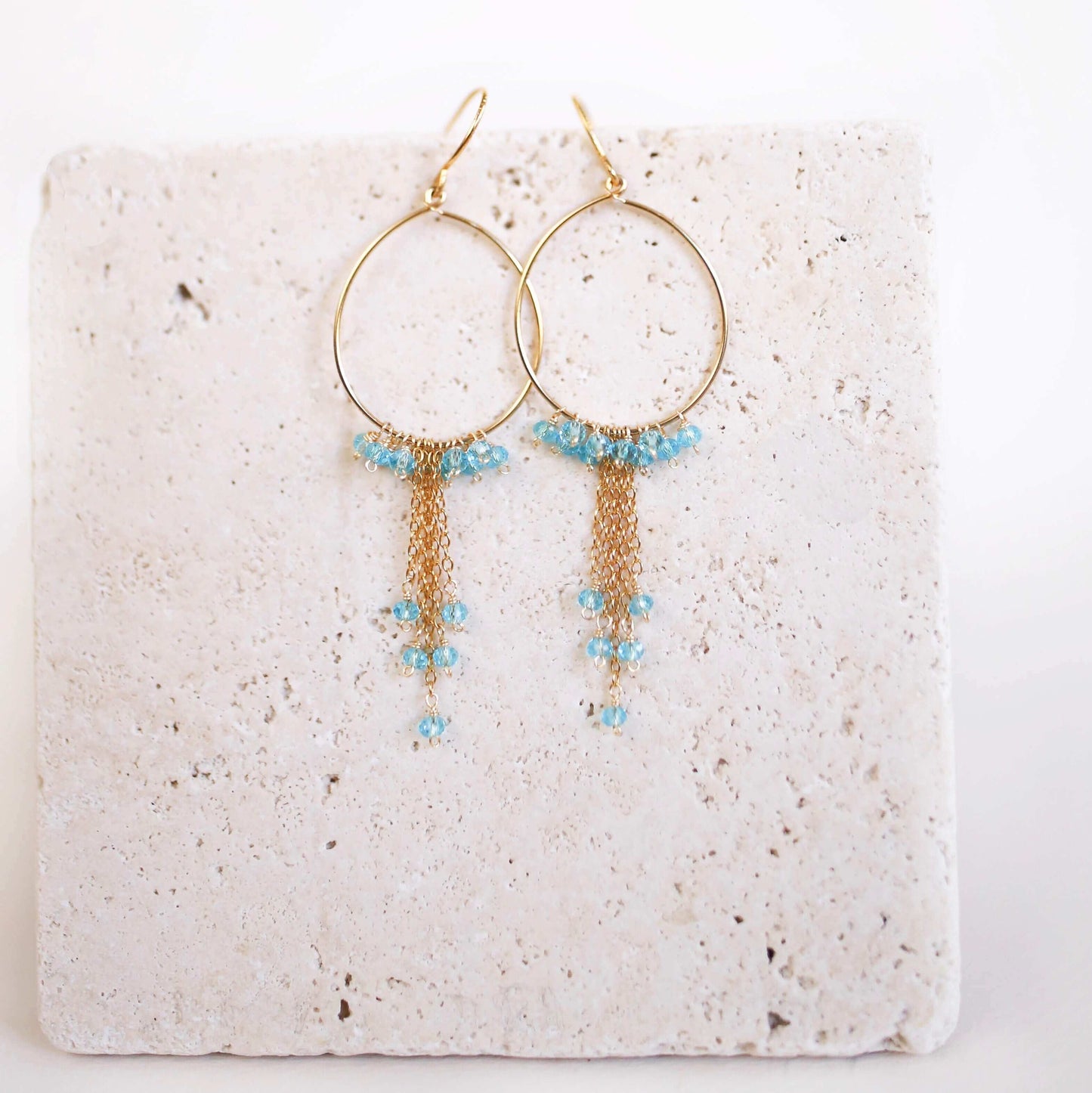Aquamarine Mini Swing Hoop Earrings