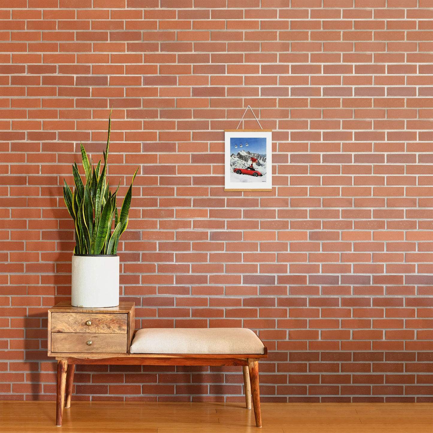 Red Ski Lift Art Print