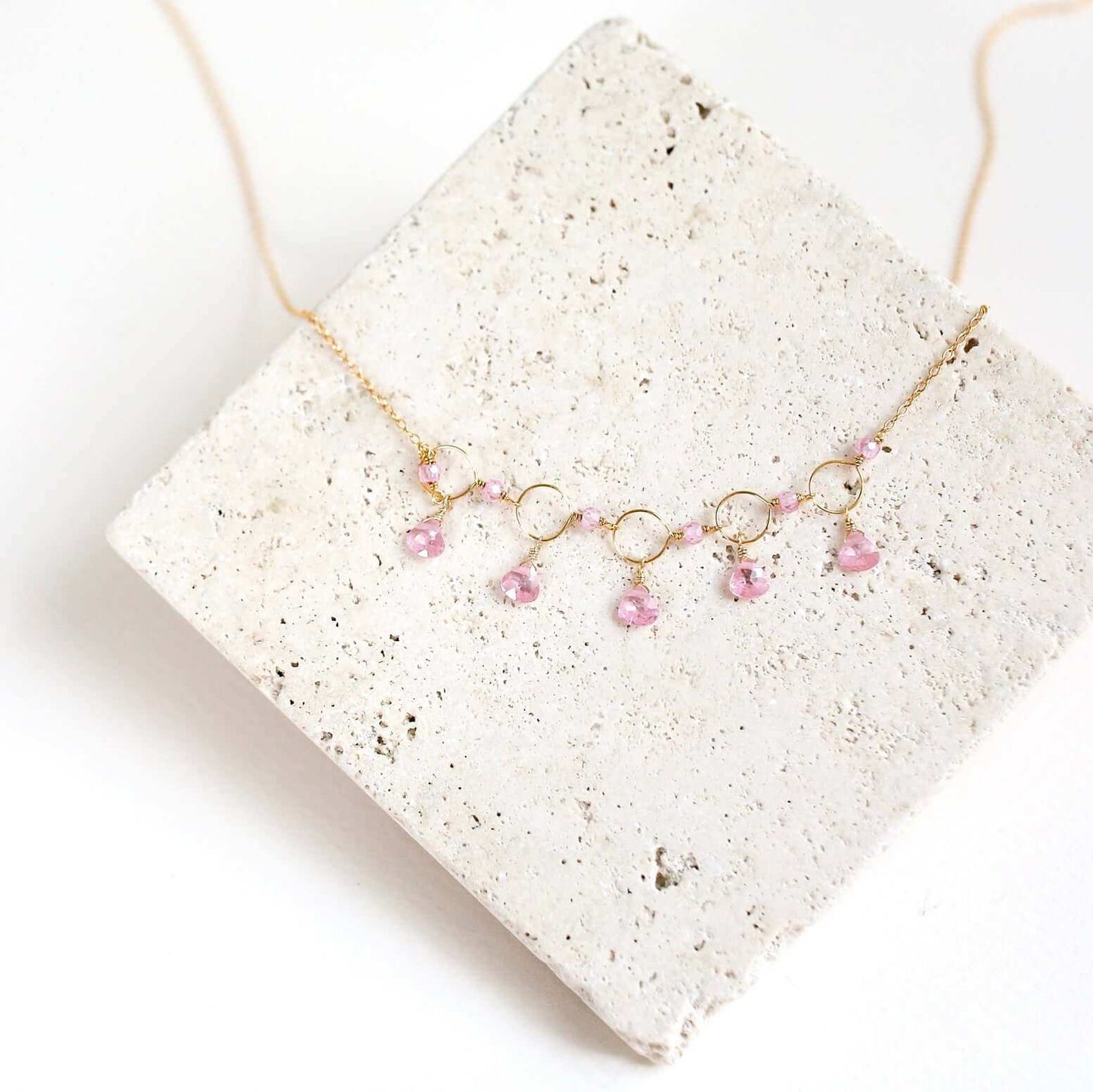 Rose Quartz Gemstone Mini Sparkler Necklace