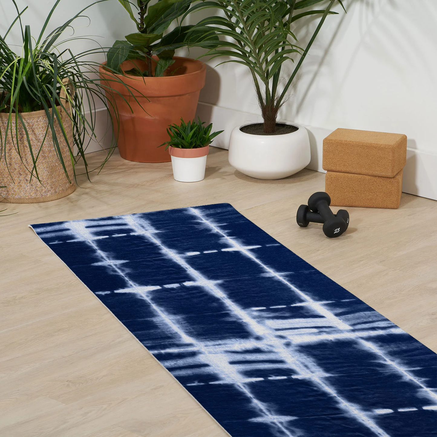 Shibori Itajime Indigo Yoga Mat