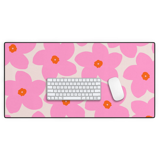 Retro Flower Pink Desk Mat