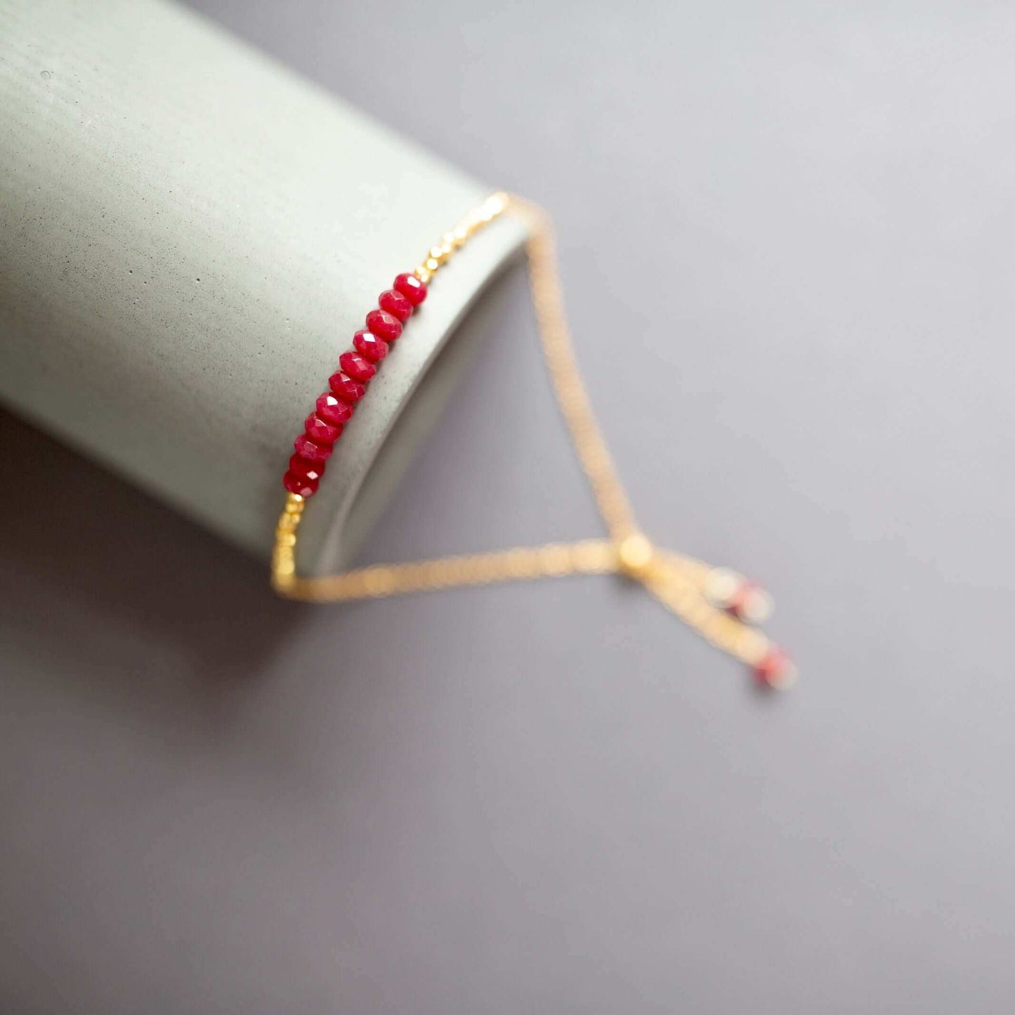 Bracelet Set: Green Amethyst and Red Jade