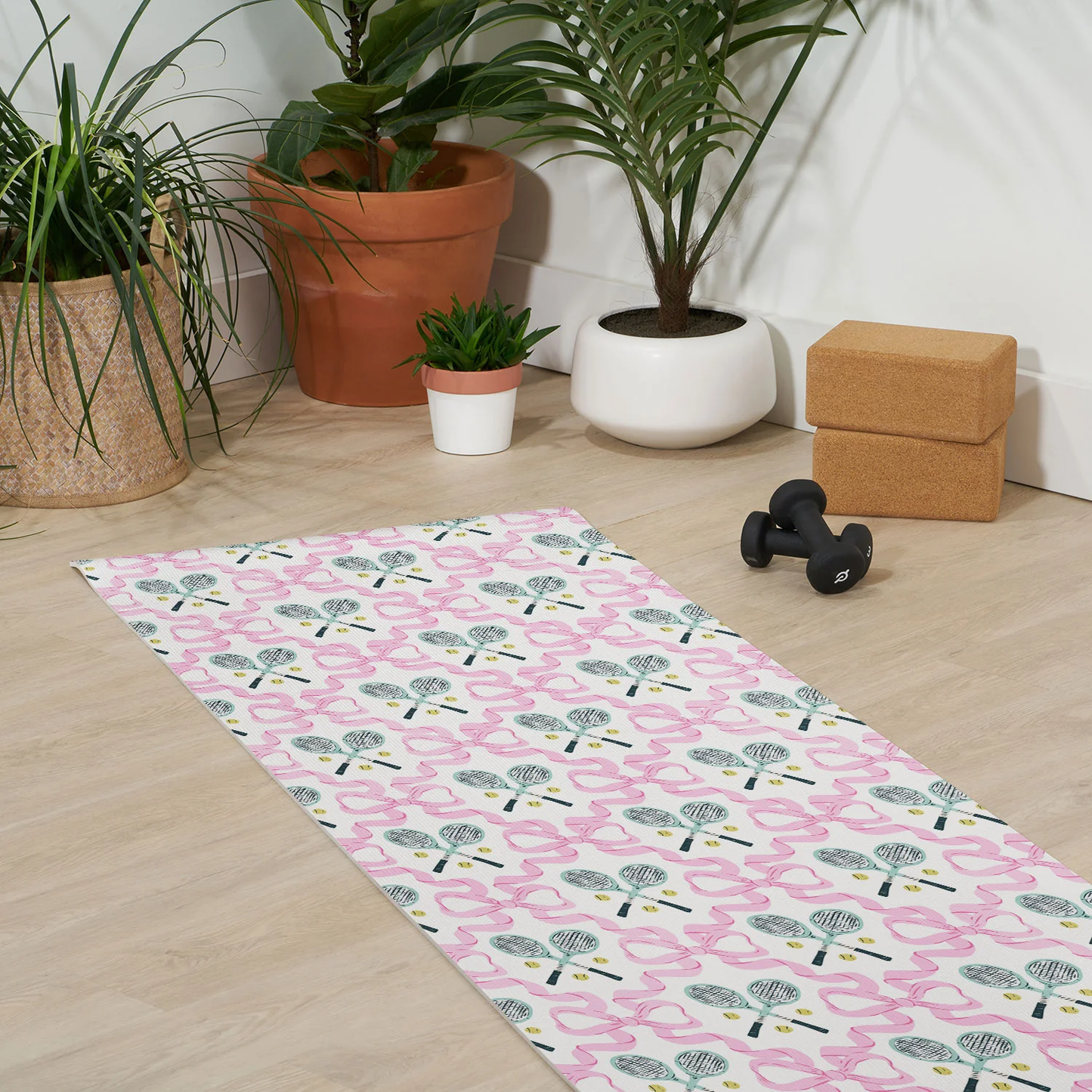 Tennis Trellis Bows in Pink Yoga Mat