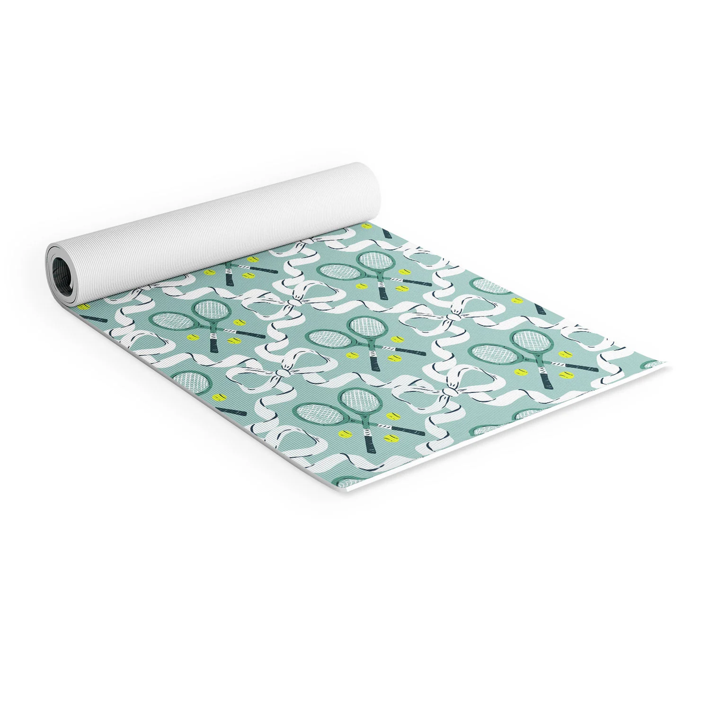 Tennis Trellis Bows in Teal Yoga Mat