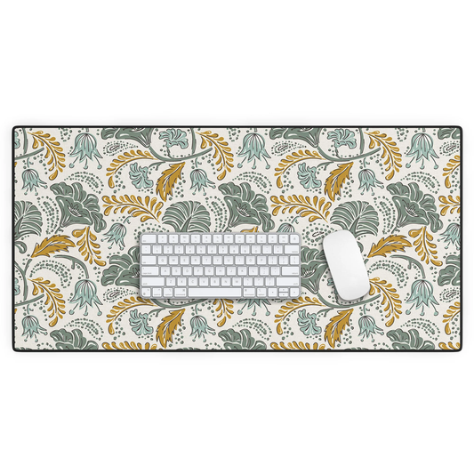 Farida Ivory Green Desk Mat