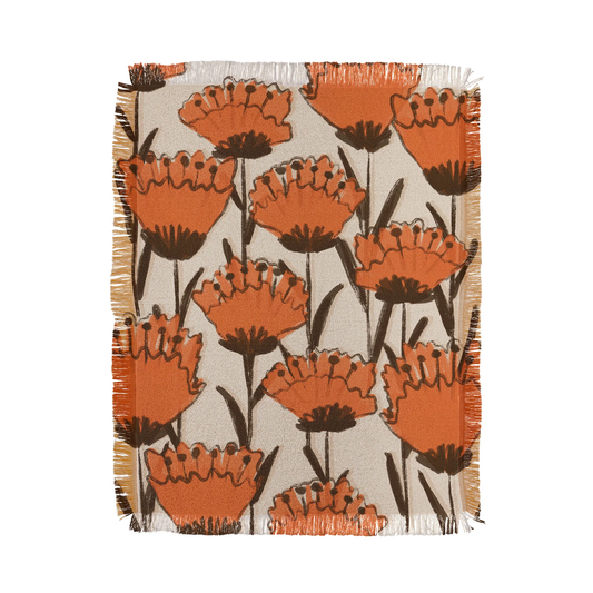 Poppies Woven Throw Blanket - Midweight