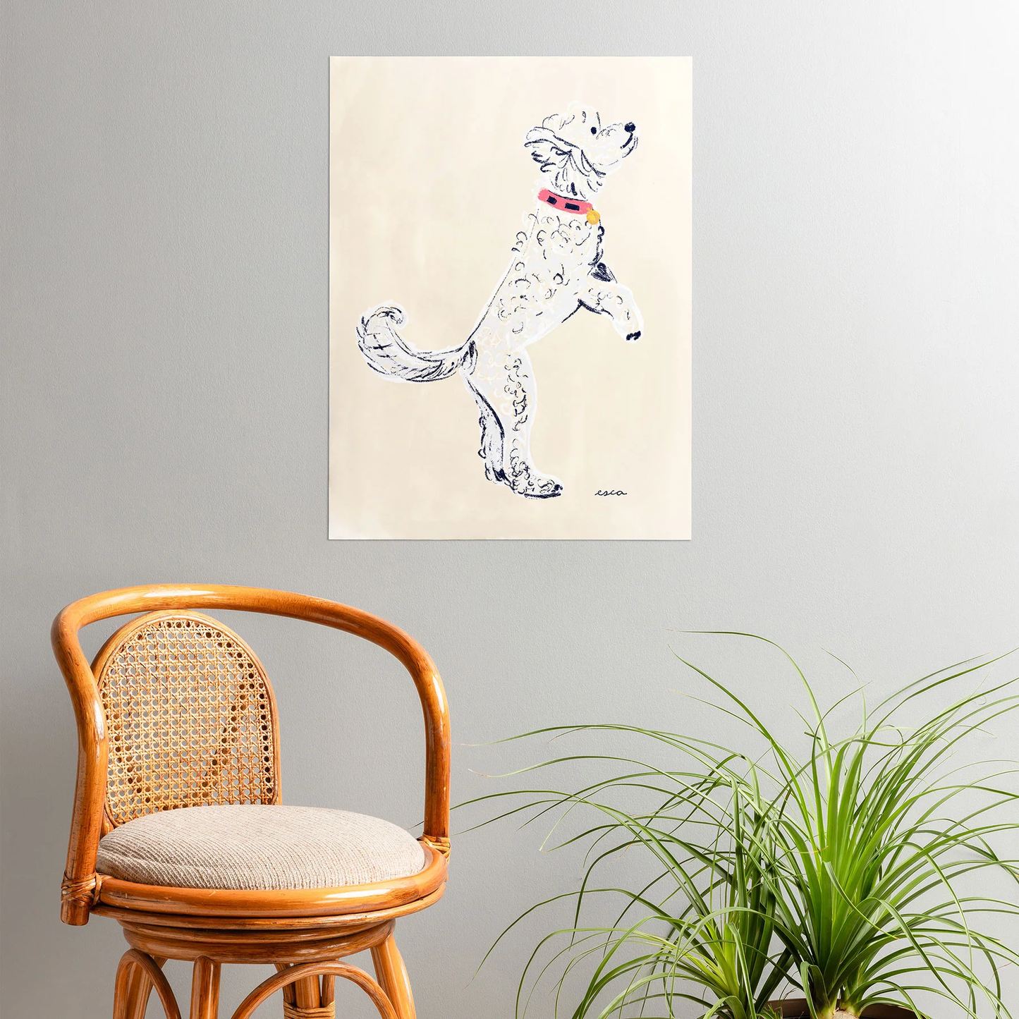 White Poodle Poster Art