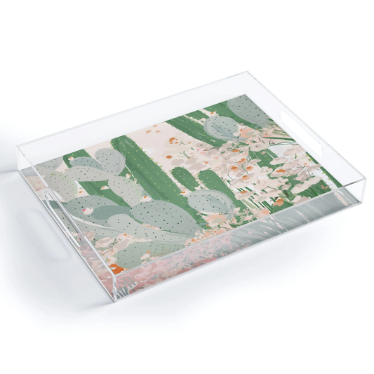 Cactus Garden Acrylic Tray - Medium w/Handles