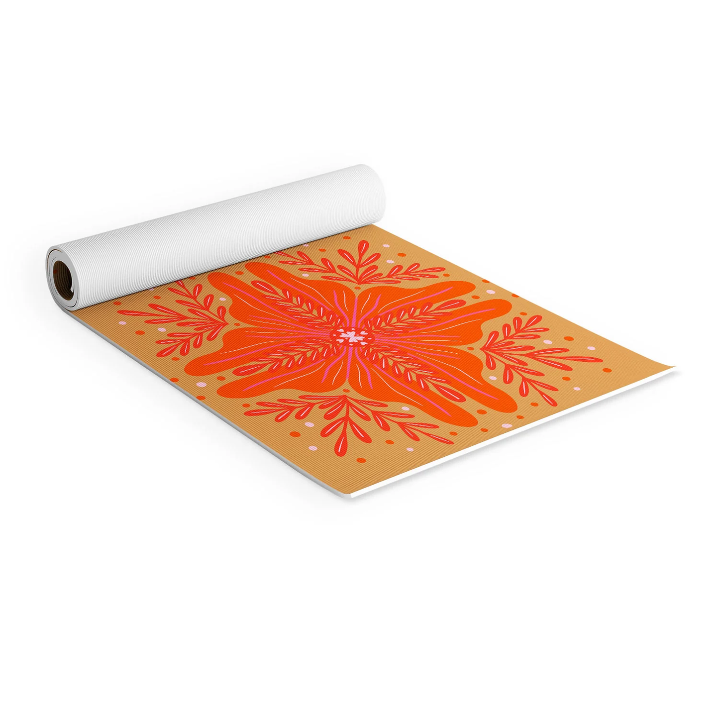 Orange Abstract Flower Yoga Mat