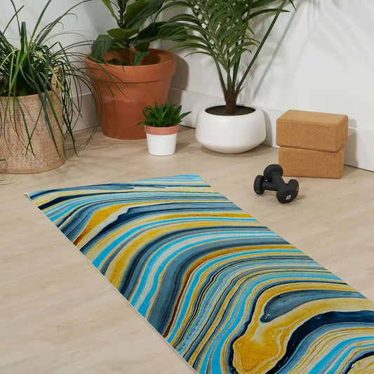 Blue Marbled Waves Yoga Mat