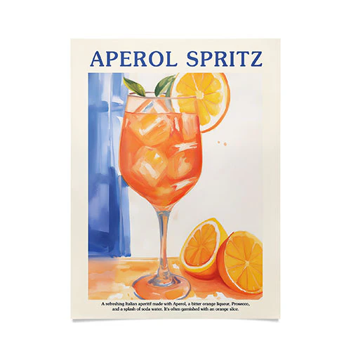 Aperol Spritz Orange Cocktail Poster Art