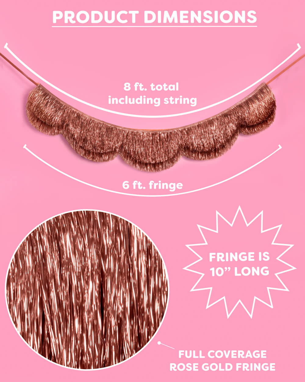 Rose Gold Scallop Fringe - scalloped banner