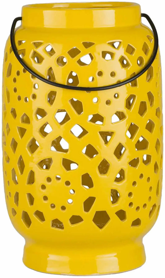 Jeiseyville Yellow Geometric Outdoor Ceramic Lantern