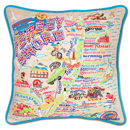 Jersey Shore Embroidered Pillow