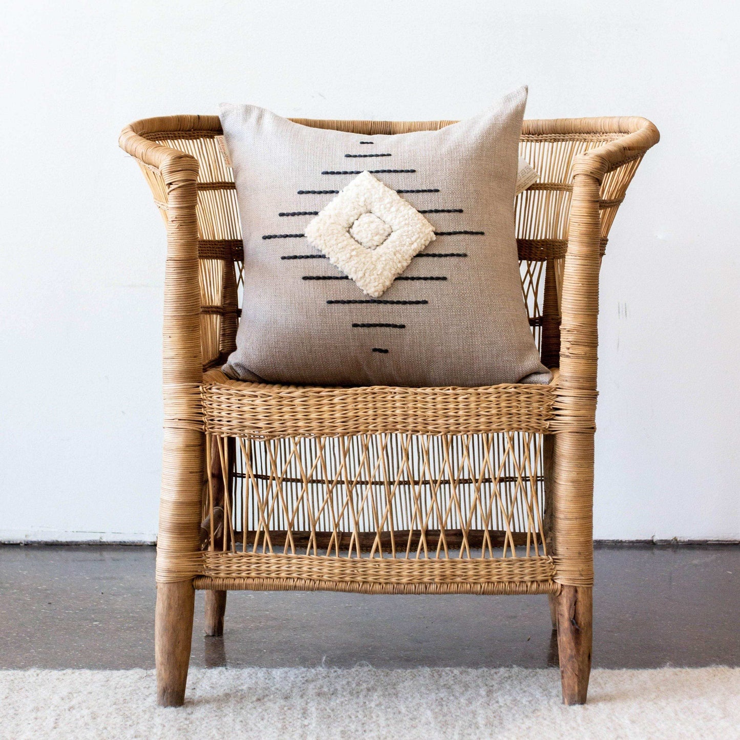 Khanya Throw Pillow in Grey and White