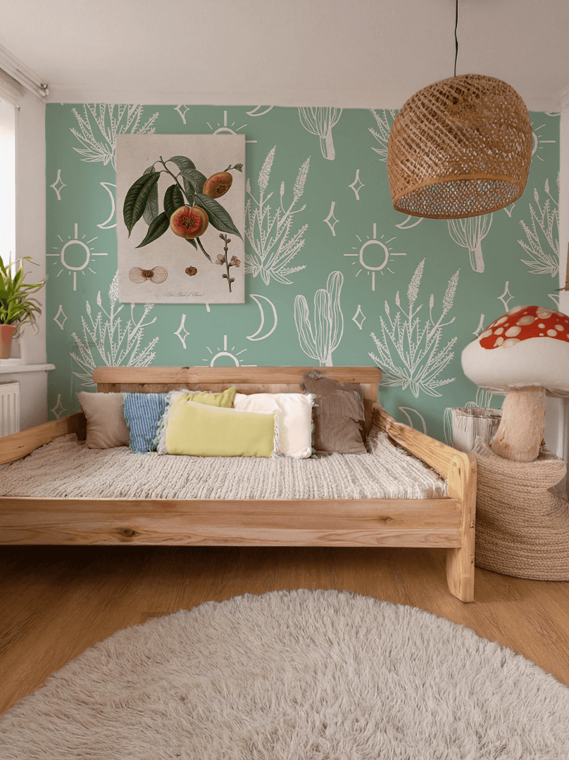 Desert Sky Wallpaper, mint and white
