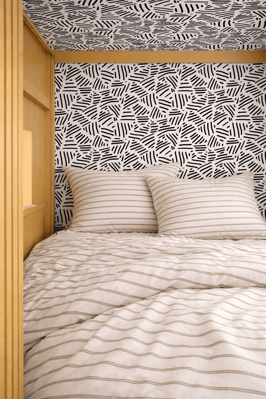 Simple Stripes Wallpaper, white and black