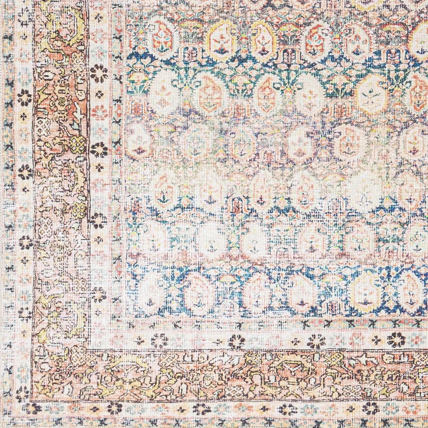 Rust Maligaya Distressed Washable Area Rug