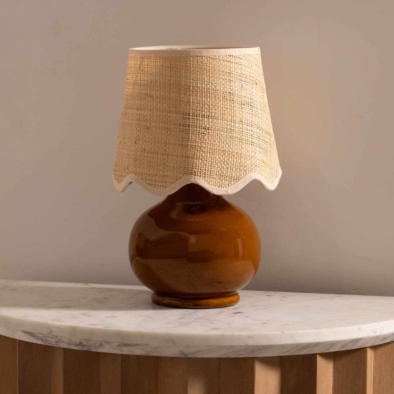 Wokila Tan Solid Ceramic Table Lamp