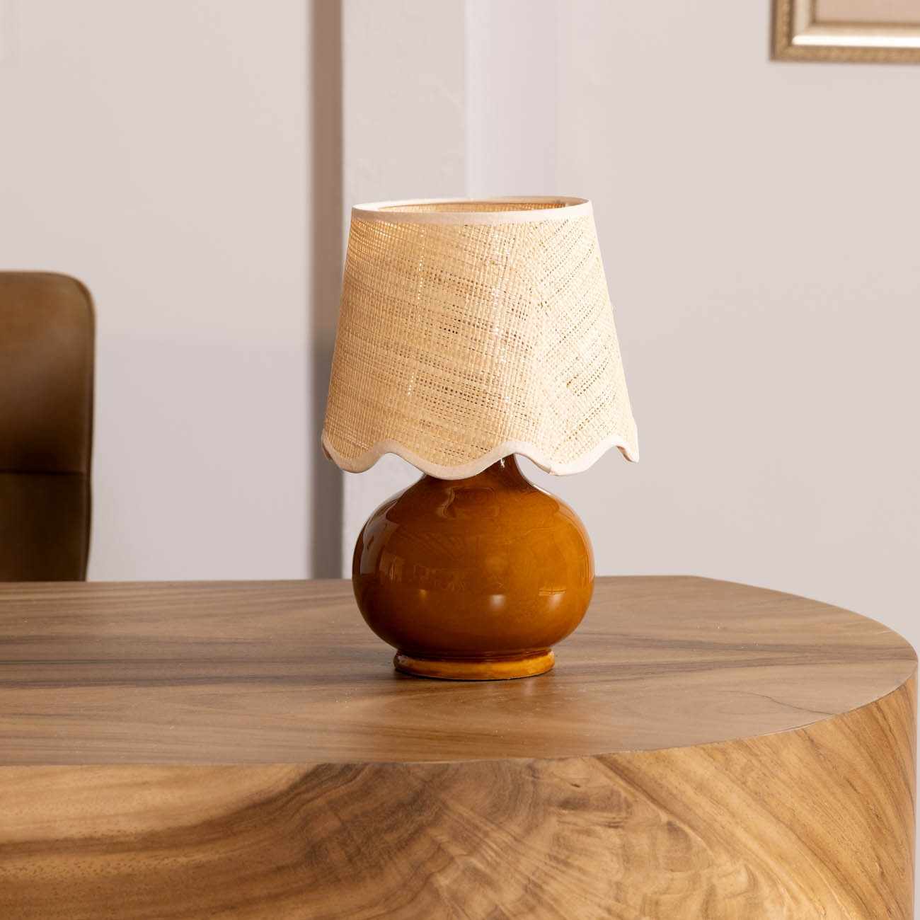 Wokila Tan Solid Ceramic Table Lamp