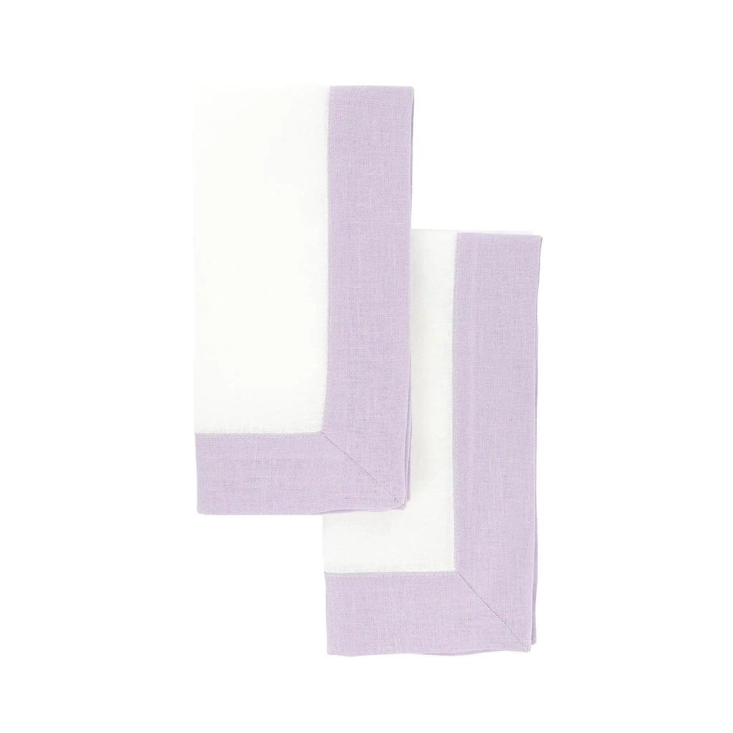 Lilac Linen Napkins with Double-Sided Borders, Set of 4 / ChouChou Touch