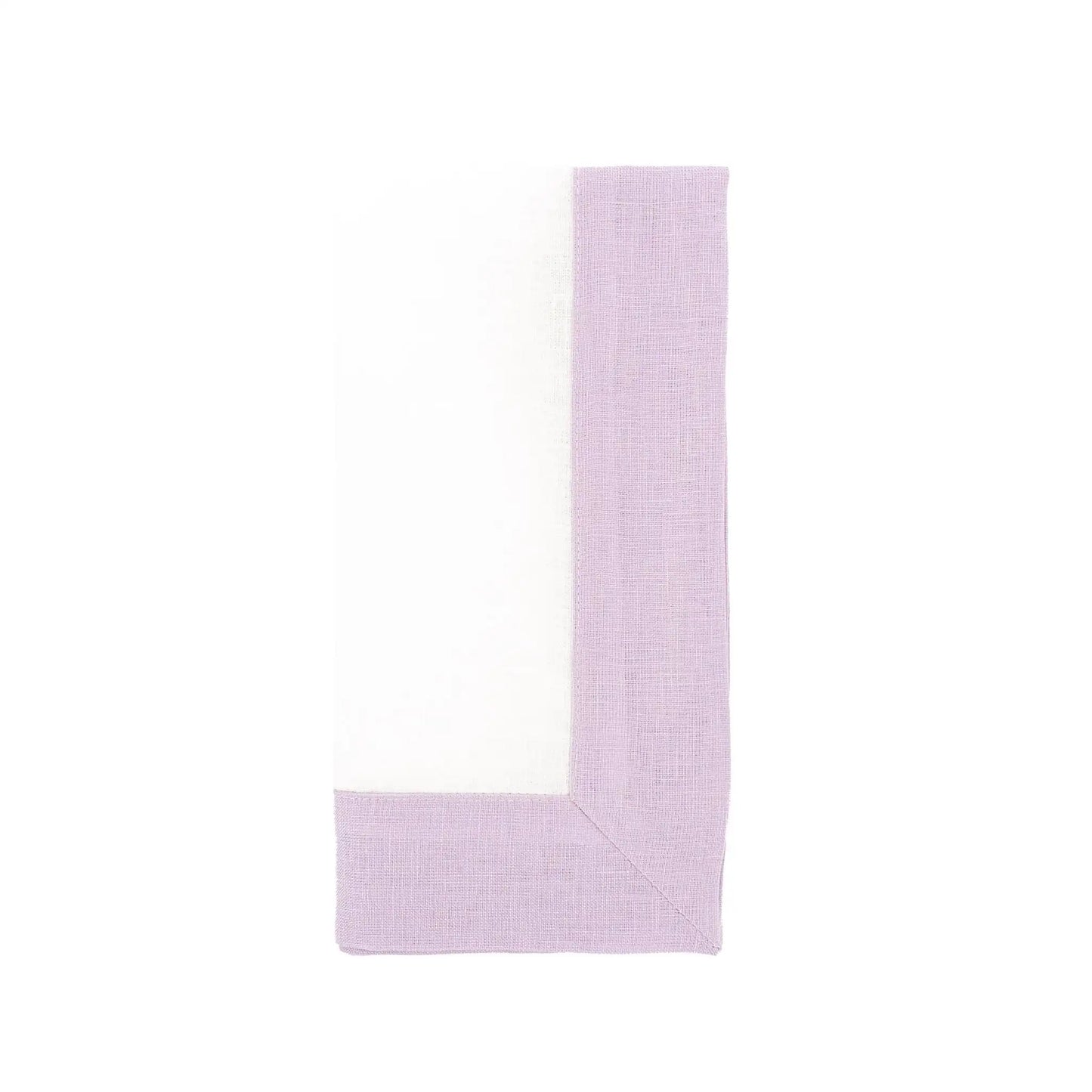 Lilac Linen Napkins with Double-Sided Borders, Set of 4 / ChouChou Touch