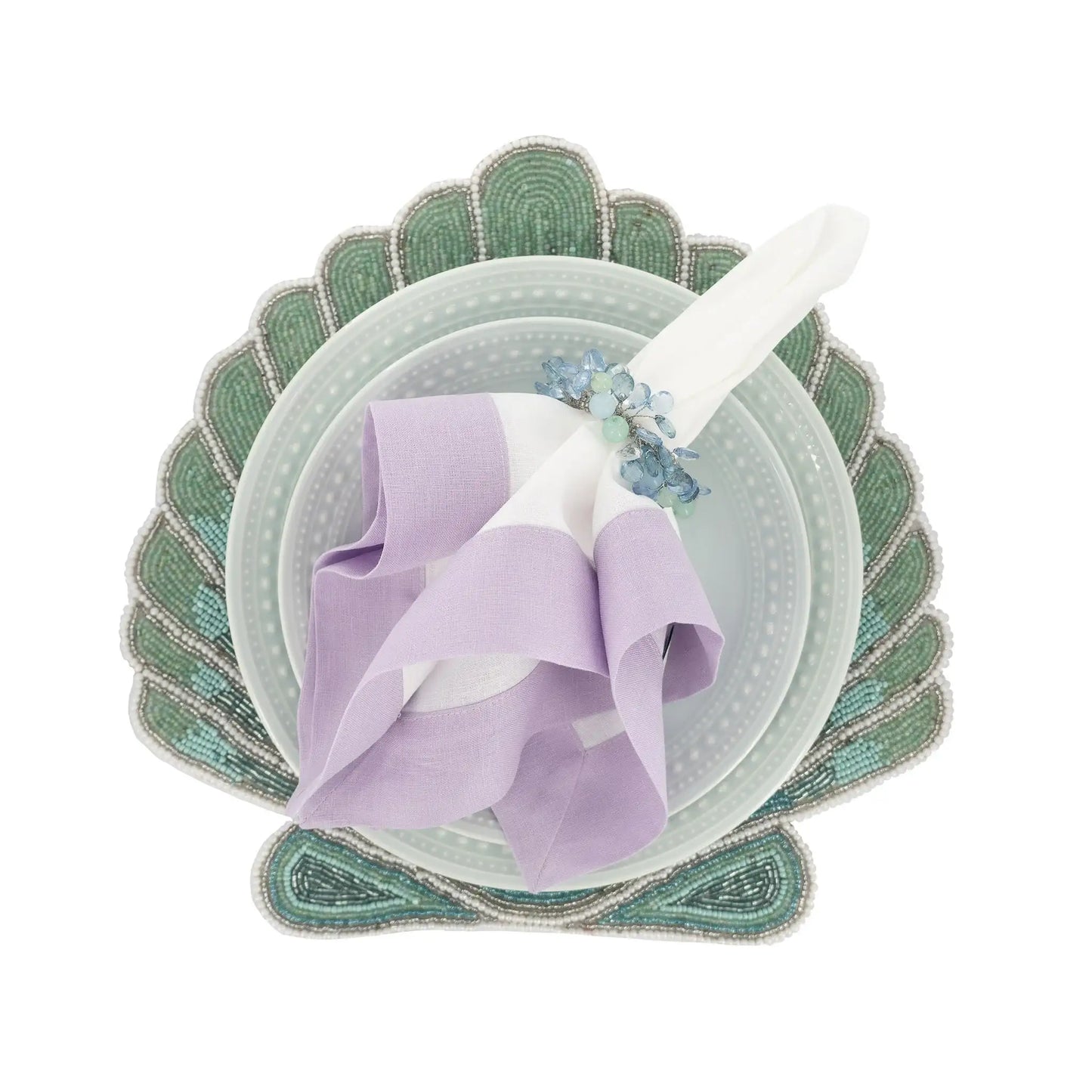 Lilac Linen Napkins with Double-Sided Borders, Set of 4 / ChouChou Touch