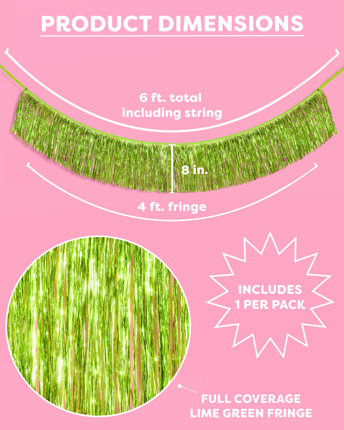 Limelight Fringe - lime green foil banner