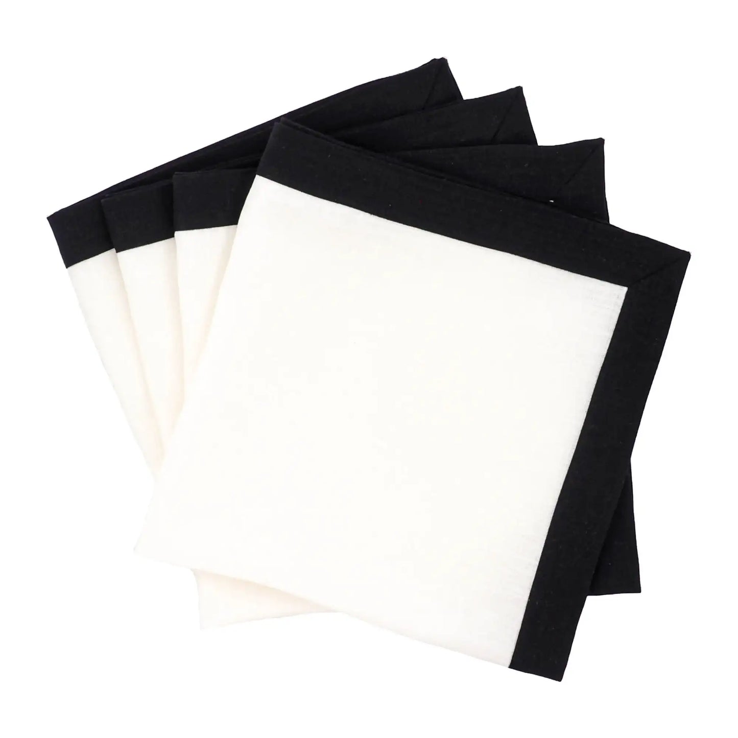 Linen Napkins With Black Borders, Set of 4