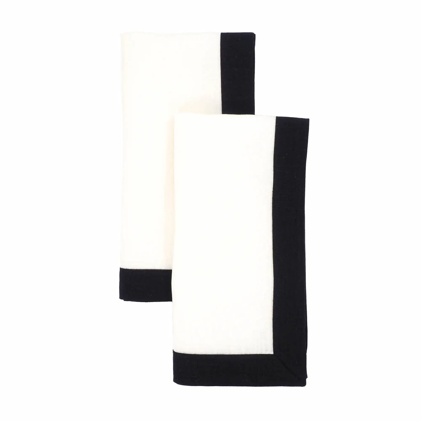 Linen Napkins With Black Borders, Set of 4
