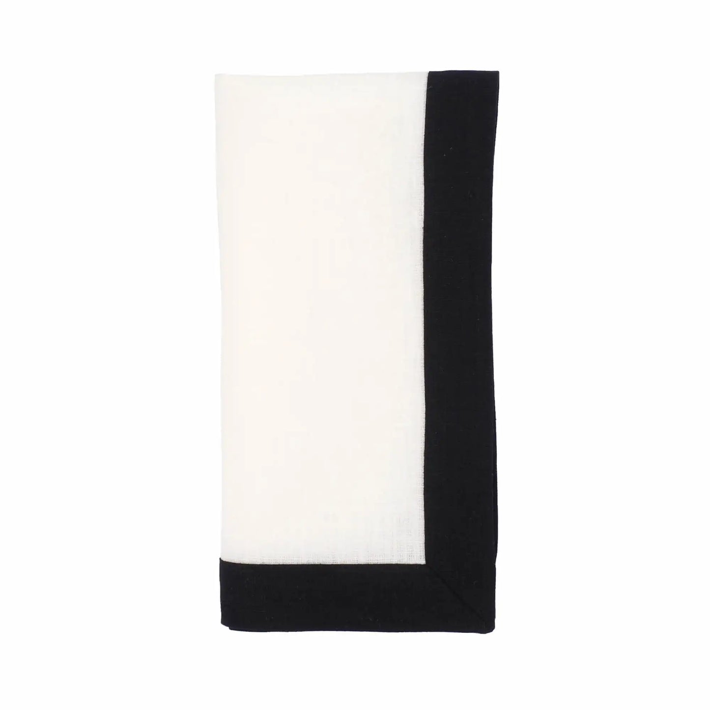 Linen Napkins With Black Borders, Set of 4