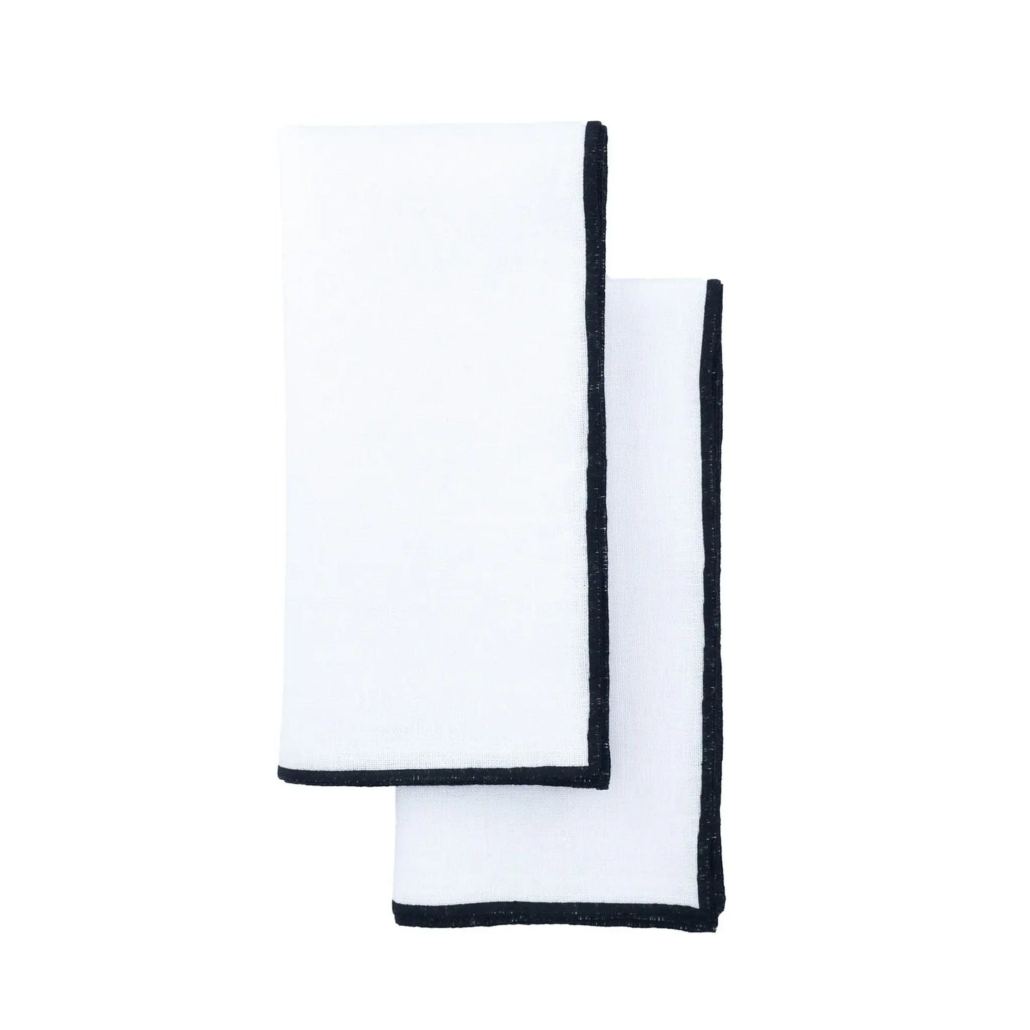Linen Napkins With Black Stitch Edges, Set of 4