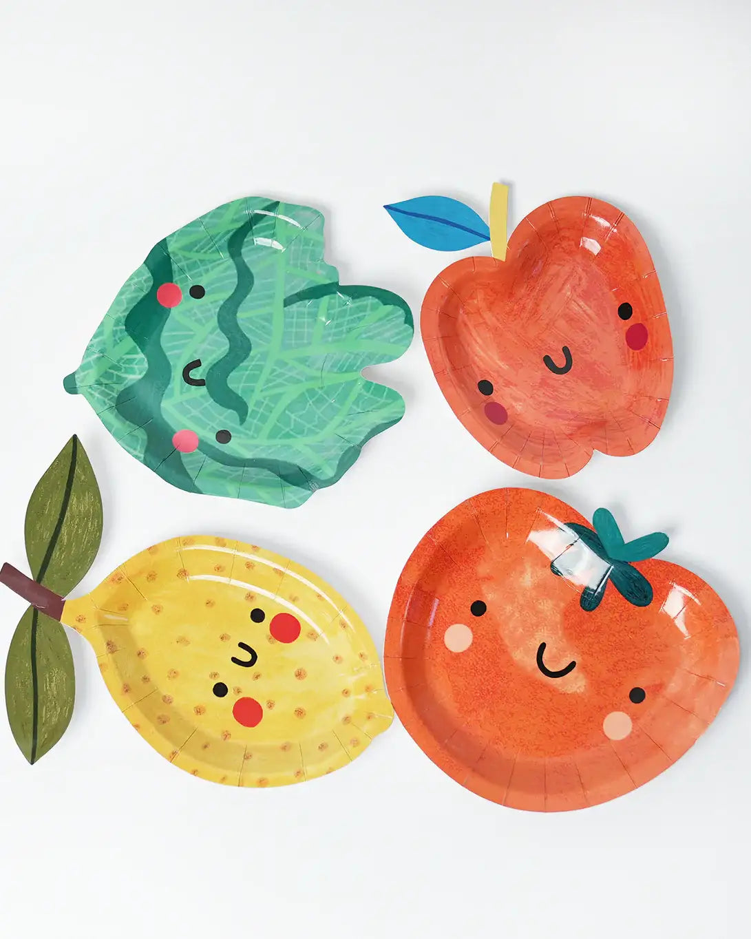 Little Chef Dessert Party Plates (x12) | Kids Cooking & Baking Birthday Party Supplies | Fruit Veggie Shaped Paper Plates