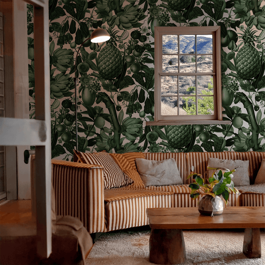 Juicy Fruit Wallpaper, white and dark green
